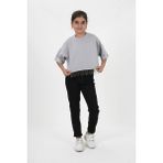Kız Çocuk Iki Iplik Etek Ucu Püsküllü Zincirli Kısa Kollu Tshirt - 11 Yaş - Gri