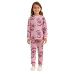 Kız Çocuk İki İplik Şardonlu Pembe Renk Balerin Desenli Uzun Kollu Pijama Takımı (Pembe, 1-2 yaş)