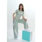 Kız Çocuk Ikili Eşofman Takım-Kargo Cepli Pantolon & Kısa Kollu Tişört – %100 PAMUK-AÜT-0034 - Mint Yeşil - 7 - 8 Yaş