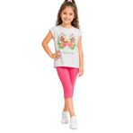 Kız Çocuk İkili Takım Kahvemelanj T-Shirt Pembe Tayt (Kahvemelanj-Pembe, 5-6 Yaş)