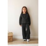 Kız Çocuk Inci ve Taş Detay Aplike Yıldız Desen 3 Iplik Şardonlu Sweatshirt Eşofman Alt Üst Takım - İnci - 4 - 5 Yaş