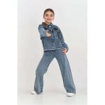 Kız Çocuk Jean Takım-Taş Süslemeli ( Ceket+Pantolon) 12452