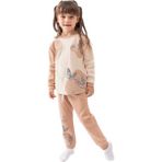 Kız Çocuk Kahve Bej Kelebek Baskılı 2'li Pijama Takımı - 6 - 7 Yaş