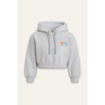 Kız Çocuk Kapşonlu Crop Sweatshirt - Gri - 11 - 12 Yaş