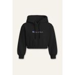 Kız Çocuk Kapşonlu Crop Sweatshirt - Siyah - 7 - 8 Yaş