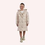 Kız Çocuk Kapüşonlu Kaban Bej Bej 6-7 Yaş