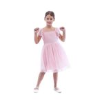 Kız Çocuk Kare Yaka Trend Tül Elbise AK2242, Pembe, 4 Yaş