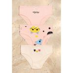 Kız Çocuk Kedi Desenli 3'lü Slip Külot Açık Pembe - 8 - 9 Yaş