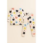 Kız Çocuk Kedi Desenli Pijama Takımı Açık Pembe