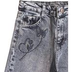 Kız Çocuk Kelebek Nakışlı Jean Pantolon