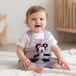 Kız Çocuk Kız Bebek Minnie Mouse Oyuncak Salopet Takım - 9 Ay - Mor