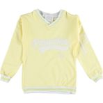 Kız Çocuk Kolej Tarz Pasedan Yazı Desenli V Yaka Sarı Renk Sweatshirt - 10 - 11 Yaş