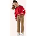 Kız Çocuk Kolları Parça Detaylı Kırmızı Sweatshirt