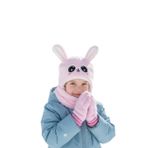 Kız Çocuk Kulaklı Bere Boyunluk Takım – Sevimli Tavşan Desenli Polar Kışlık Şapka & Atkı, 3-9 Yaş