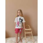 Kız Çocuk Kuromi Desenli Pamuk Şortlu Takım - 4 - 5 Yaş - Pembe