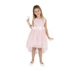 Kız Çocuk Kuyruklu Dantelli Abiye Elbise Ak2208, Pembe, 5 Yaş
