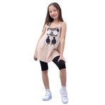 Kız Çocuk Leopar Desenli Minnie Mouse Baskılı Askılı Tunik ve Tayt Takımı Siyah
