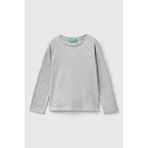 Kız Çocuk Logo Baskılı Uzun Kollu T-Shirt - Gri Melanj