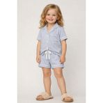 Kız Çocuk Mediterranean Cepli Şortlu Pijama Takımı Mavi