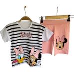 Kız Çocuk Mickey Mouse Desenli Şortlu Takım - 5 - 6 Yaş - Beyaz