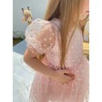 Kız Çocuk Minik Papatya Desenli Kısa Kol Elbise Ketbaby HPN007 - Pudra - Pembe - 1 - 2 Yaş