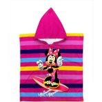 Kız Çocuk Minnie Mause Standart Beden Panço Plaj Havlusu - Koyu Pembe