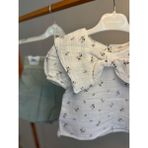 Kız Çocuk Muslin Kumaş Bluz ve Şort Etekli Alt Üst Takım - Fıstık Yeşili - 4 Yaş
