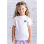 Kız Çocuk Nakış Detaylı Kısa Kollu T-Shirt - Ekru - 7 - 8 Yaş