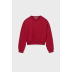 Kız Çocuk Nakış Işlemeli Kısa Kesim Sweatshirt - Kırmızı - 10 Yaş