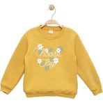 Kız Çocuk Nakış ve Baskılı Hardal Sweatshirt - Kız Çocuk Giyim - 9 - 10 Yaş