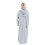 Kız Çocuk Namaz Elbisesi- Kaşkorse Pratik Başörtülü (Deniz Mavisi, 9-11 Yaş)