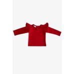 Kız Çocuk Omuz Fırfırlı Bisiklet Yaka Body Sweatshirt (Kırmızı, 3-4 Yaş)