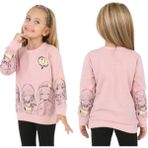 Kız Çocuk Önü ve Kolları Resim Desenli Şardonlu Pudra Renk Sweatshirt - 5 - 6 Yaş
