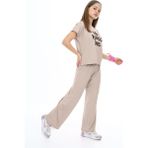 Kız Çocuk Oversize Pamuklu Beli Lastikli Fitilli Alt&üst Takım PANTOLON&TIŞÖRT-AÜT-2014 - 7 - 8 Yaş - Bej
