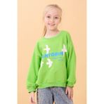 Kız Çocuk Oversize Santorini Baskılı Mevsimlik Sweatshirt Yeşil - 7 - 8 Yaş