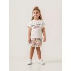 Kız Çocuk Pamuklu Dokuma Şort T-Shirt Takım - 6 - 7 Yaş - Renkli