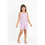 Kız Çocuk Pamuklu Ip Askılı Şortlu Pijama Takımı - Açık Pembe - 11 - 12 Yaş