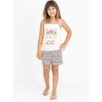 Kız Çocuk Pamuklu Ip Askılı Şortlu Pijama Takımı - Pudra - Leopar - 7 - 8 Yaş