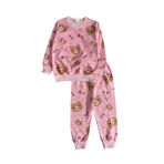 Kız Çocuk Pamuklu Pembe Renk Ayıcık Desenli Mevsimlik Pijama Takımı (Pembe, 2-3 yaş)