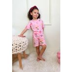 Kız Çocuk Pamuklu Penye Kumaş Şortlu Pijama Takımı Açık Pembe 7-8 Yaş