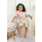 Kız Çocuk Pamuklu Penye Kumaş Şortlu Pijama Takımı Beyaz 3-4 Yaş