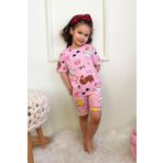 Kız Çocuk Pamuklu Penye Kumaş Şortlu Pijama Takımı Kırmızı-Beyaz-Mavi 3-4 Yaş