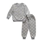 Kız Çocuk Pamuklu Şardonlu Gri Papatya Desen Pijama Takımı (gri, 7-8 yaş)