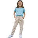 Kız Çocuk Pantolon Gabardin Kumaş Mevsimlik Krem Renkli Jean Kesim (Krem, 12 Yaş)