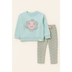 Kız Çocuk Papatya Baskılı Pijama Takımı Turkuaz