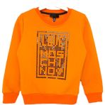 Kız Çocuk Parlak Taşlı Yazı Işlemeli Turuncu Şık Mevsimlik Sweatshirt - 805-Turuncu - 7 Yaş