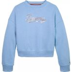 Kız Çocuk Payetli Script Logolu Sweatshirt - Mavi - 6 Yaş