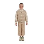 Kız Çocuk Pelüş Detaylı Bej Şişme Mont 8 Yaş (128 cm)