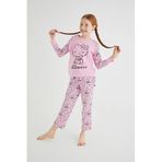 Kız Çocuk Pembe Kız Uzun Kol Pamuklu Pijama Takımı