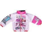Kız Çocuk Pembe Monster Baskılı Cepli Fermuarlı Şişme Mont - 1011647